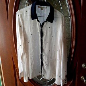 Lauren Conrad White Sheer Button-down Blouse Size M